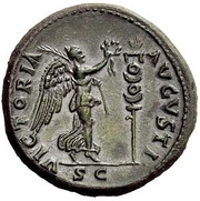As - Vespasian VICTORIA AVGVSTI S C; Victory, Rome, 71 reverse image