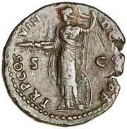 As - Domitian TR P COS VIII DES VIIII P P S C; Minerva, Rome, 82 reverse image