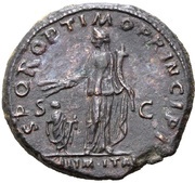 As - Trajan S P Q R OPTIMO PRINCIPI S C ALIM ITAL; Abundantia, Rome, 103-111 reverse image