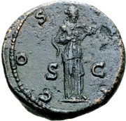 As - Hadrian COS III S C; Salus, Rome, 128-129 reverse image