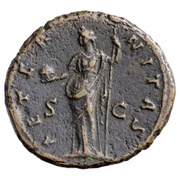 As - Faustina the Elder AETERNITAS S C; Providentia, Rome, 141 reverse image