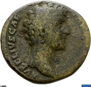 As - Marcus Aurelius TR POT COS II S C; Minerva obverse image