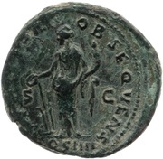 As - Antoninus Pius FORTVNA OBSEQVENS COS IIII S C; Fortuna, Rome, 157-158 reverse image