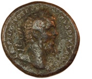 As - Septimius Severus P M TR P XV COS III P P S C obverse image