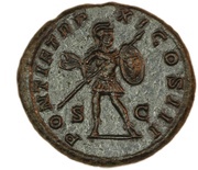 As - Caracalla PONTIF TR P XI COS III S C; Mars, Rome, 208 reverse image