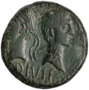 Dupondius - Augustus and Agrippa COL NEM obverse image