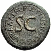 Dupondius - Augustus C PLOTIVS RVFVS IIIVIR A A A F F S C, Rome, 15 BC reverse image