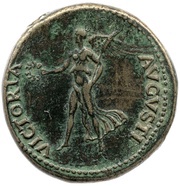 Dupondius - Nero VICTORIA AVGVSTI; Victory, Rome, 62-68 reverse image