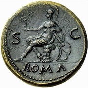 Dupondius - Nero ROMA S C; Roma and Victory, Rome, 62-68 reverse image