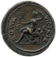 Dupondius - Titus ROMA VICTRIX S C; Roma and Victory, Rome, 72 reverse image