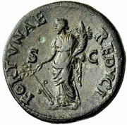 Dupondius - Vespasian FORTVNAE REDVCI S C; Fortuna, Rome, 72 reverse image