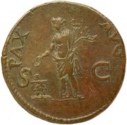 Dupondius - Vespasian PAX AVG S C; Pax, Rome, 72 reverse image