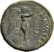 Dupondius - Vespasian VICTORIA NAVALIS S C; Victory, Rome, 72 reverse image