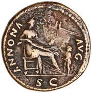 Dupondius - Domitian ANNONA AVG S C; Annona, Rome, 85 reverse image