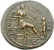 Dupondius - Domitian ANNONA AVG S C; Annona, Rome, 86 reverse image