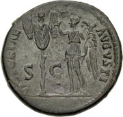 Dupondius - Domitian VICTORIAE AVGVSTI S C; Victory, Rome, 86 reverse image