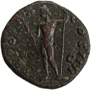 Dupondius - Antoninus Pius TR POT XX COS IIII S C; Jupiter, Rome, 156-157 reverse image