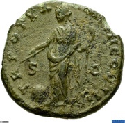 Dupondius - Marcus Aurelius TR POT XX IMP III COS III S C; Providentia, Rome, 165-166 reverse image
