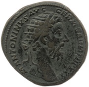 Dupondius - Marcus Aurelius IMP VIII COS III P P DE GERM S C obverse image