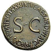 Sestertius TI CAESAR DIVI AVG F AVGVST P M TR POT XXXIIX, Rome, 36-37 reverse image
