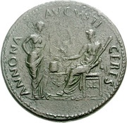 Sestertius - Nero ANNONA AVGVSTI CERES; Ceres and Annona, Rome, 62-68 reverse image
