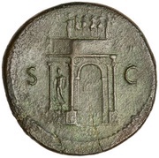 Sestertius - Nero S C; Mars, Pax, and Victory, Rome, 62-68 reverse image