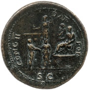 Sestertius - Nero CONG II DAT POP S C; Minerva, Rome, 62-68 reverse image