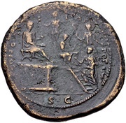 Sestertius - Nero CONG I DAT POP S C; Minerva and Liberalitas, Rome, 62-68 reverse image