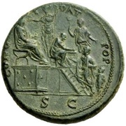 Sestertius - Nero CONG I DAT POP S C; Minerva and Liberalitas, Rome, 62-68 reverse image