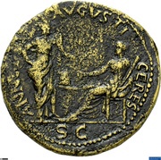 Sestertius - Nero ANNONA AVGVSTI CERES S C; Annona and Ceres, Rome, 62-68 reverse image