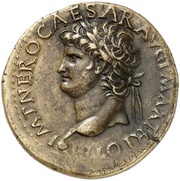 Sestertius - Nero PORT AVG S C; Neptune and Tiber obverse image