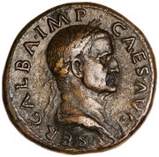 Sestertius - Galba ROMA S C; Roma obverse image