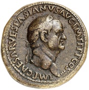 Sestertius - Vespasian, Titus, and Domitian CAESAR AVG F DES IMP AVG F COS DES II S C obverse image