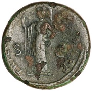Sestertius - Domitian TR P COS VII DES VIII P P S C; Minerva, Rome, 81 reverse image