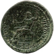 Sestertius - Domitian IOVI VICTORI S C; Jupiter and Victory, Rome, 85 reverse image