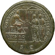 Sestertius - Domitian COS XIIII LVD SAEC A POP S C, Rome, 88 reverse image