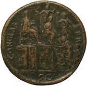 Sestertius - Nerva CONGIAR P R S C; Liberalitas and Minerva, Rome, 96 reverse image