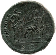 Sestertius - Nerva ANNONA AVGVST S C; Ceres and Abundantia, Rome, 97 reverse image