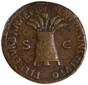 Sestertius - Nerva PLEBEI VRBANAE FRVMENTO CONSTITVTO S C, Rome, 97 reverse image