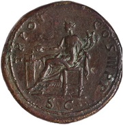 Sestertius - Trajan TR POT COS III P P S C; Concordia, Rome, 99-100 reverse image