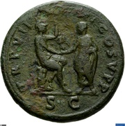 Sestertius - Trajan TR P VII IMP IIII COS V P P S C; Roma and Victory, Rome, 103 reverse image