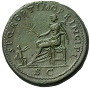 Sestertius - Trajan S P Q R OPTIMO PRINCIPI S C; Fortuna, Rome, 103-111 reverse image