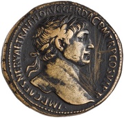 Sestertius - Trajan S P Q R OPTIMO PRINCIPI S C ARAB ADQVIS; Arabia obverse image