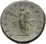 Sestertius - Trajan FELICITAS AVGVST S C; Felicitas, Rome, 112-114 reverse image