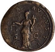Sestertius - Hadrian MONETA AVGVSTI S C; Moneta, Rome, 120-121 reverse image