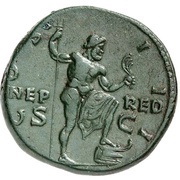 Sestertius - Hadrian COS III NEP RED S C; Neptune, Rome, 125-127 reverse image