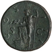 Sestertius - Hadrian COS III NEP RED S C; Neptune reverse image