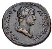 Sestertius - Hadrian COS III S C; Fortuna obverse image