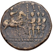 Sestertius - Hadrian EXERCITVS MAVRETANICVS S C, Rome, 130-133 reverse image