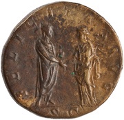 Sestertius - Hadrian FELICITAS AVG S C; Felicitas reverse image